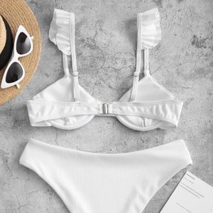 ZAFUL white underwire ribbed bikini top